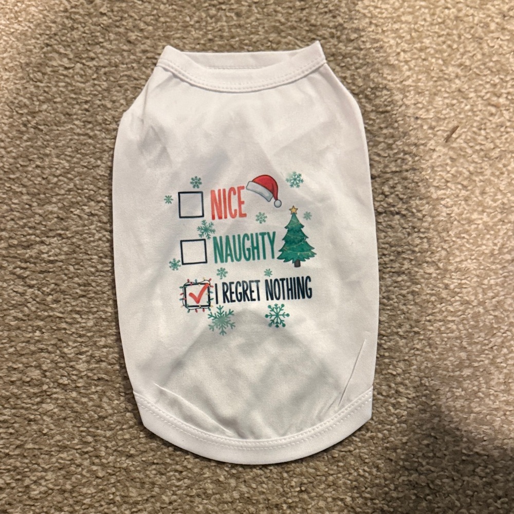 White Holiday Pet Shirt with Festive Print